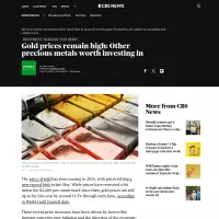 Gold prices remain high: Other precious metals worth investing in - CBS News