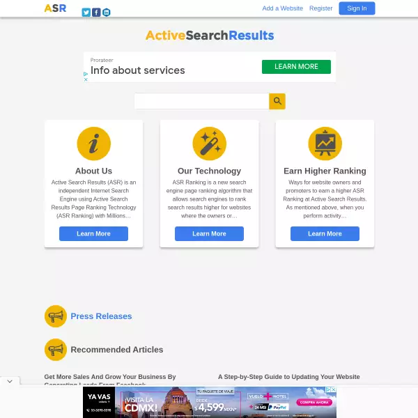 Active Search Results Search Engine