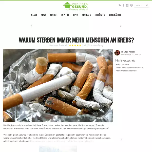 Warum sterben immer mehr Menschen an Krebs? - WirEssenGesund